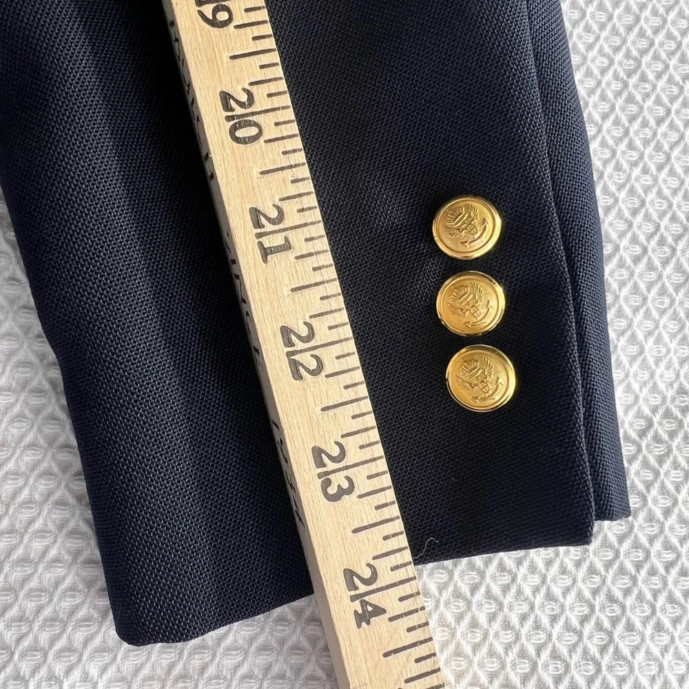 Stanley Blacker LS Ayres Indiana Mens Navy Gold Button Blazer Sport‎ Coat Jacket